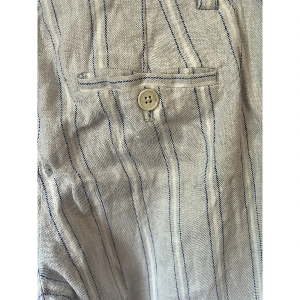 Banana Republic Avery Linen Blend White Blue‎ Stripe Pants Size 2